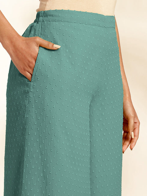 Sage Chiffon Woven Design Gathered Co-Ord Set